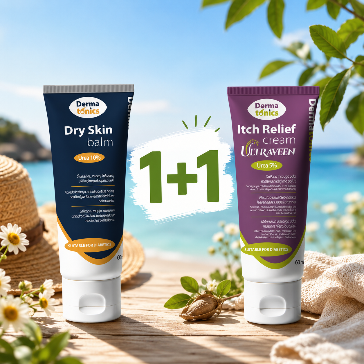 Dermatonics Dry Skin balm ja Itch Relief Cream 1+1 pakkumine